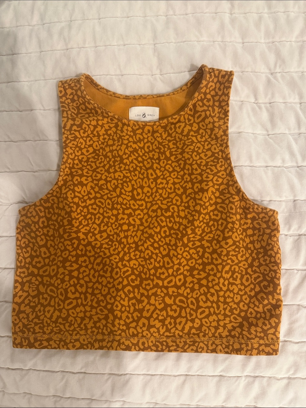 Lou & Grey Mustard Leopard Cropped Tank